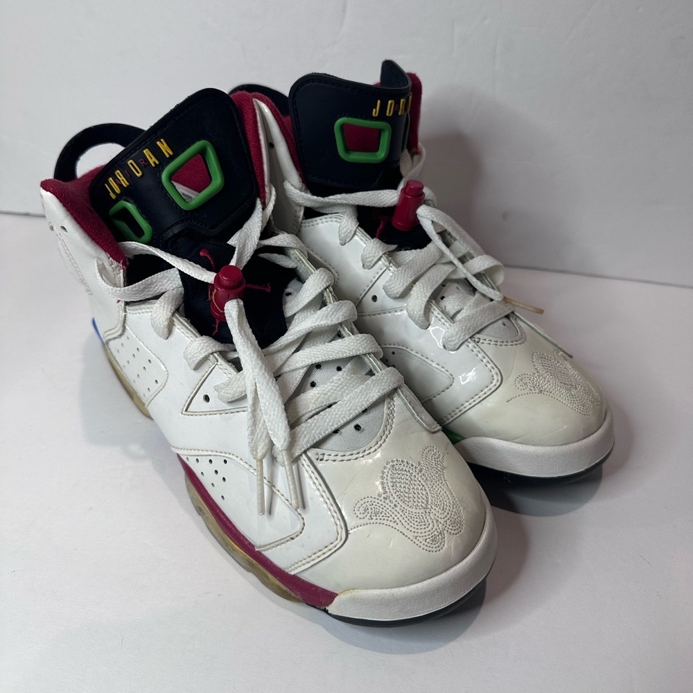 Jordan 6 Kids White and Red Sneakers - Picture 6 of 8